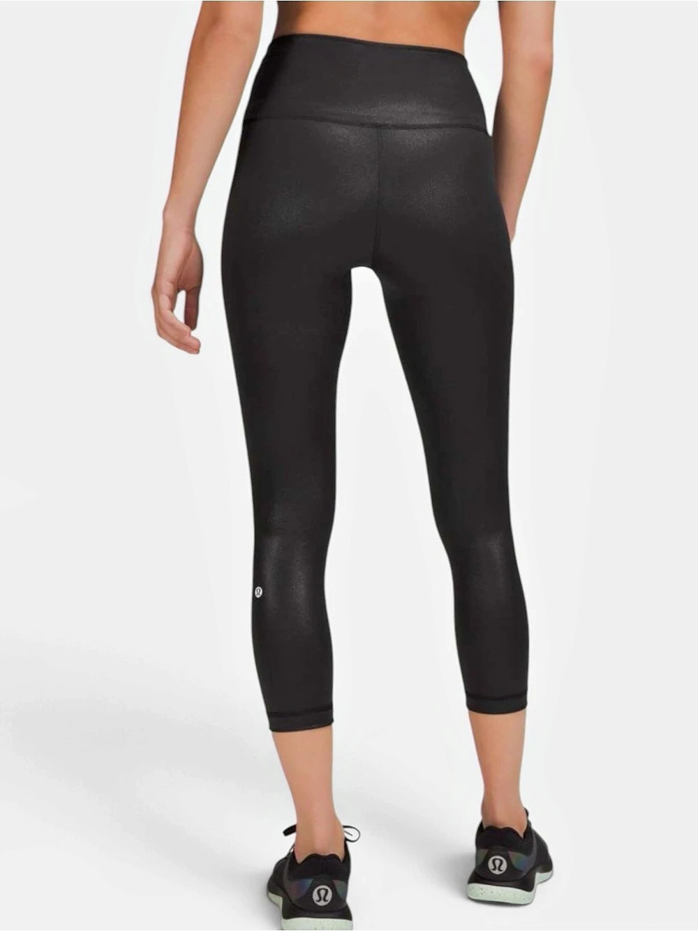 Lululemon Wunder Under Foil High Rise Crop Leggings Black 23" 6